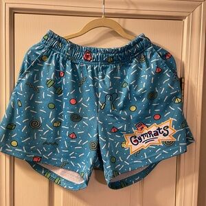 Nickelodeon Inspired Blue Athletic Shorts with Colorful Patterns